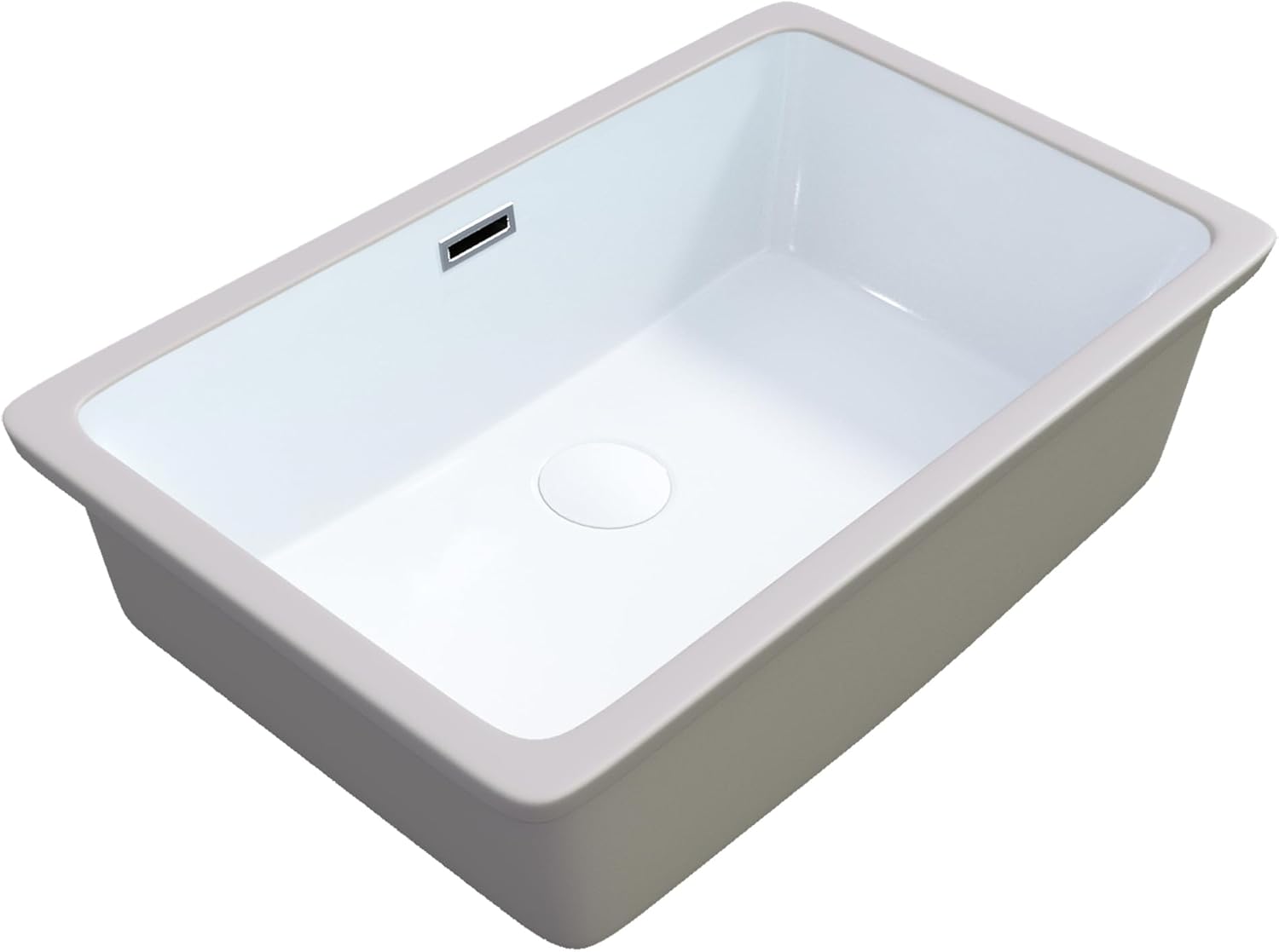 22 Inch Undermount Bathroom Sink Rectangle Porcelain Sink with Overflow and Vertical Sides Deep Basin White Ceramic Vanity Sinks under Counter Mount Bathroom Sinks（22