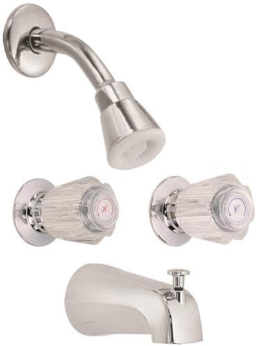PROPLUS GIDDS-114130 Tub and Shower Faucet, Chrome with Chrome Handles