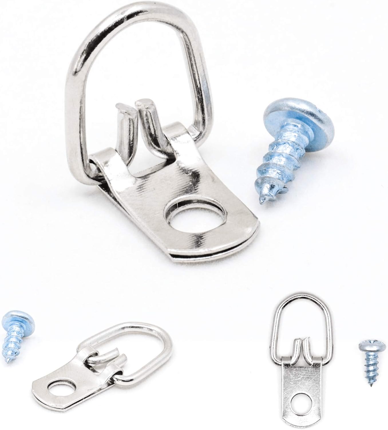 PHS D Rings for Picture Hanging - 1000 Pack Small D Ring Picture Hangers with Screws - 10 lbs Metal D-Ring - Easy to Install Frame Hanging Hardware - Pro Quality Hangers - Silver