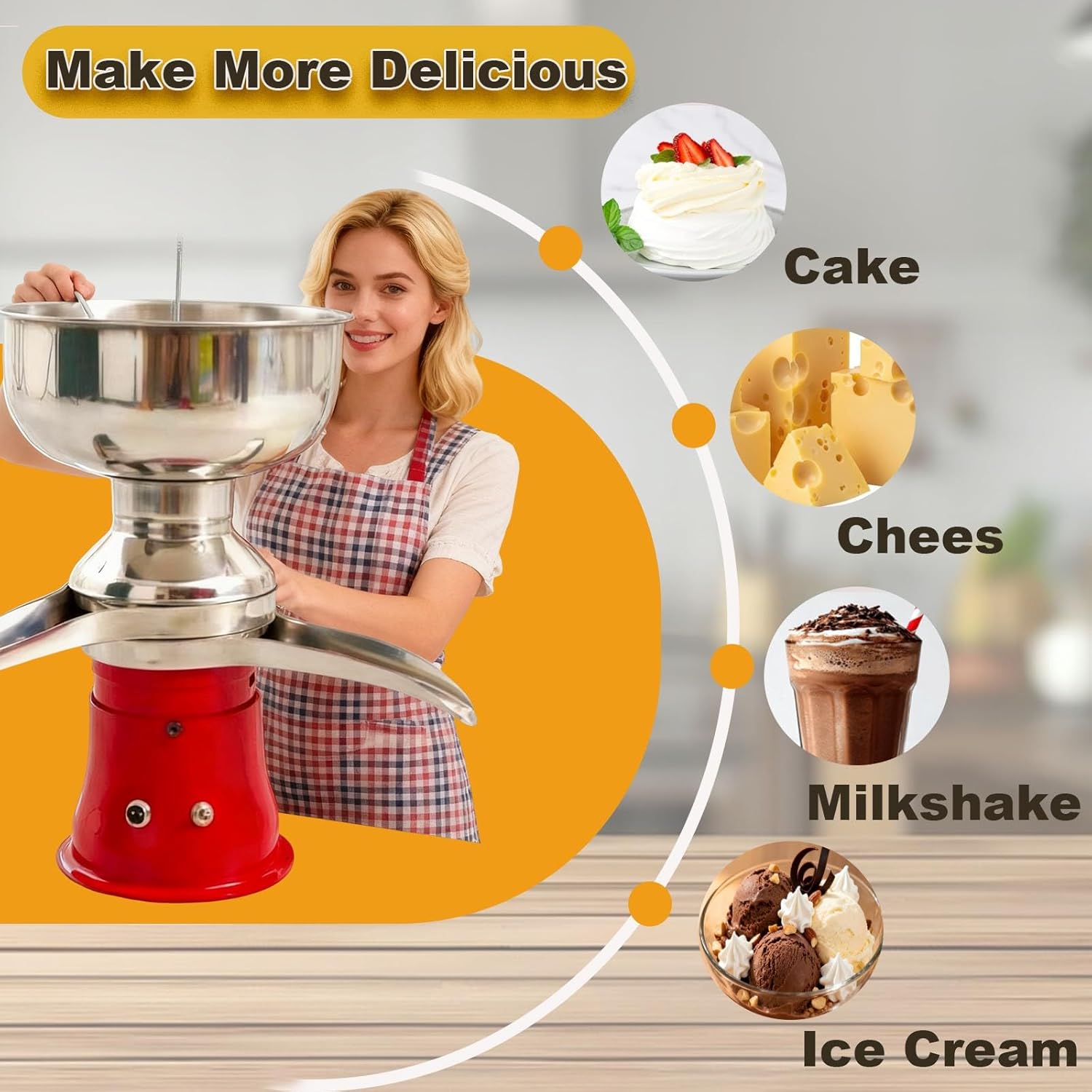 Professional Electric Milk and Cream Separation Centrifuge, 50L/100L/H, Suitable for Stainless Steel Dairy Processing for Homemade Butter and Milkshakes(100L/H)