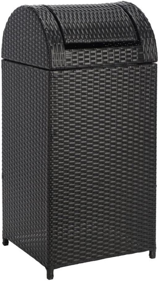 SAFAVIEH Outdoor Collection Mazeli Grey Brown Woven Swing Top Dome Lid Trash Bin (Fully Assembled) PAT7511C