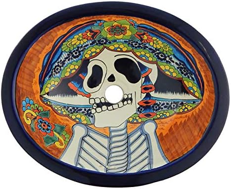 Talavera Mexican Handmade Ceramic Hand Painted Bathroom Day of the Dead Sink 206