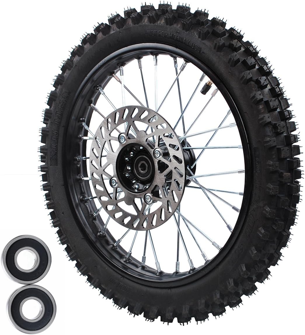 12-15mm Bearing Front 60/100-14 2.75-14 Rim tube tire Disc Brake Wheel Rim With for Pit Dirt Bike 190MM brake disc