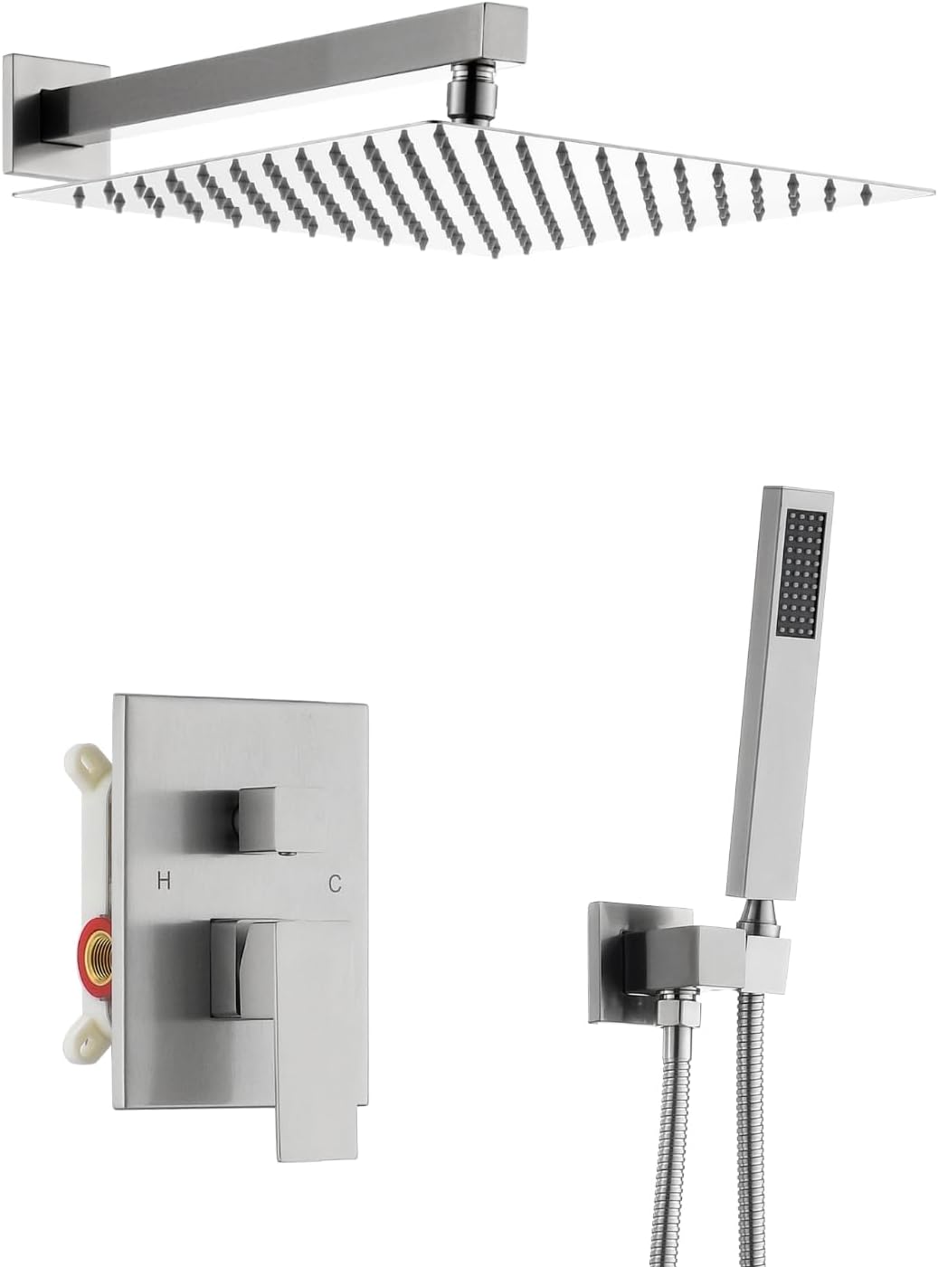 12 Inch Shower Faucet Set, High Pressure Shower Systems with Rain Shower and Handheld, Matte Black Shower Head and Handle Set, Angle Adjustable Wall Mounted Shower Valve Kit