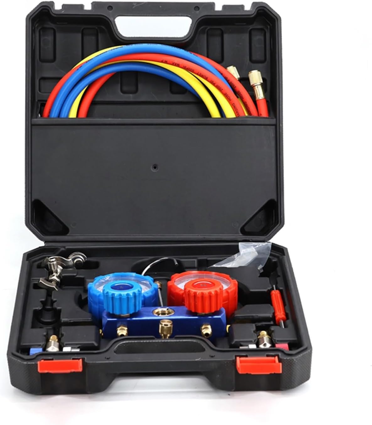 1 Box Tool Kit Set Car Air Conditioning Pressur/e Manifold Gauge Hose AdapterR22 R-410A R-134a R-404A Refrigerant Pressur/e Gauge