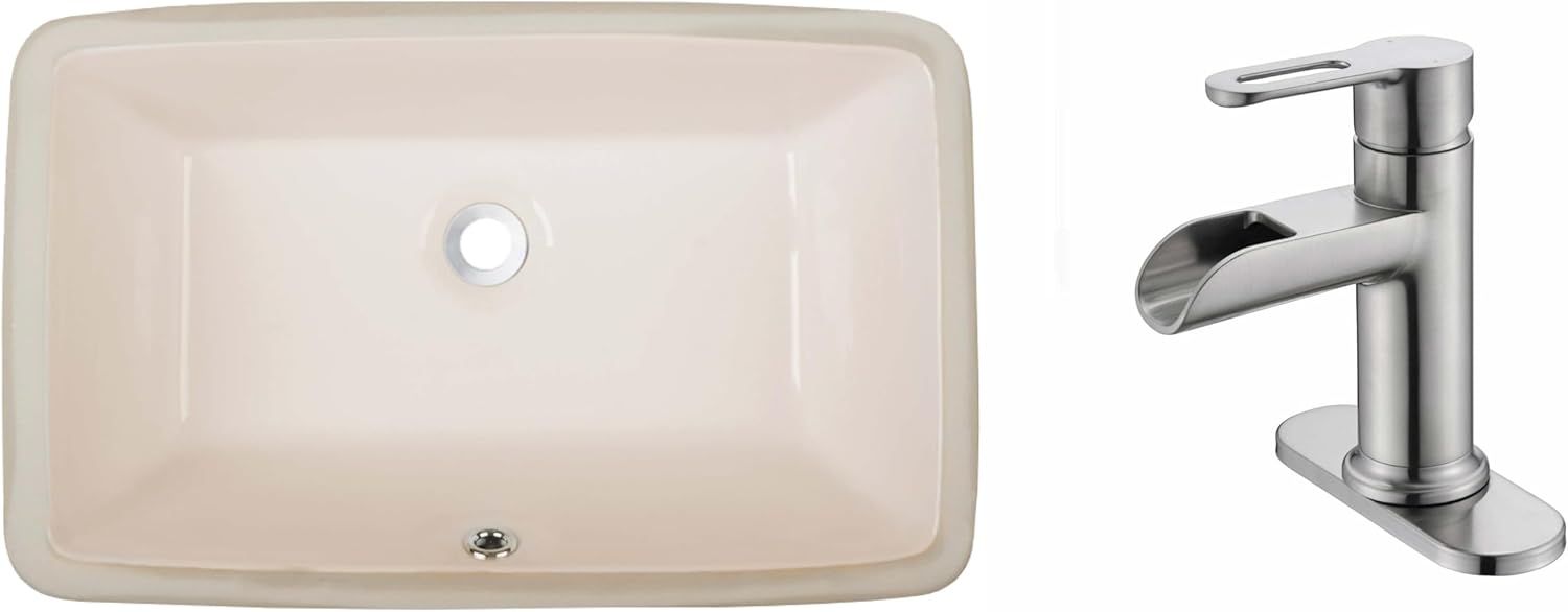 MERCURY 21 in. Rectangular Undermount Bathroom Sink in Biscuit (Sink Only)