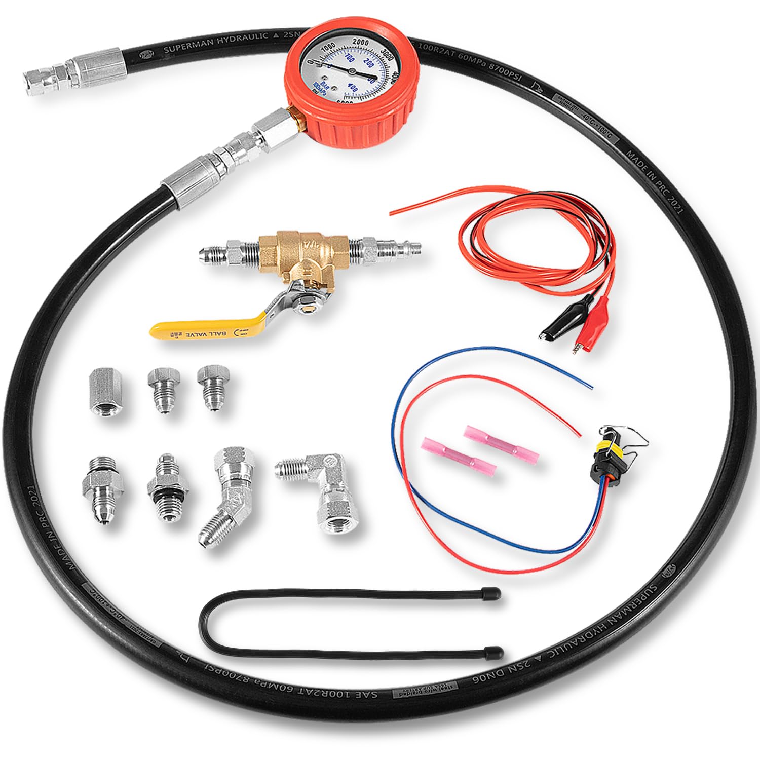Hpop Test Tool High Pressure & Air Leak Test Gauge Tool Kit for 1994-2007 Ford 6.0L & 7.3L Powerstroke F250 F350 Dual Purpose Test Tool