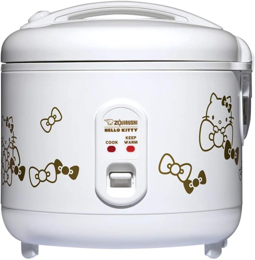 Zojirushi NS-RPC10KTWA Automatic Rice Cooker & Warmer, 5.5-Cup, White & SW-EAE50KTBA Stainless Steel Food Jar, 17-Ounce, Hello Kitty Collection Black