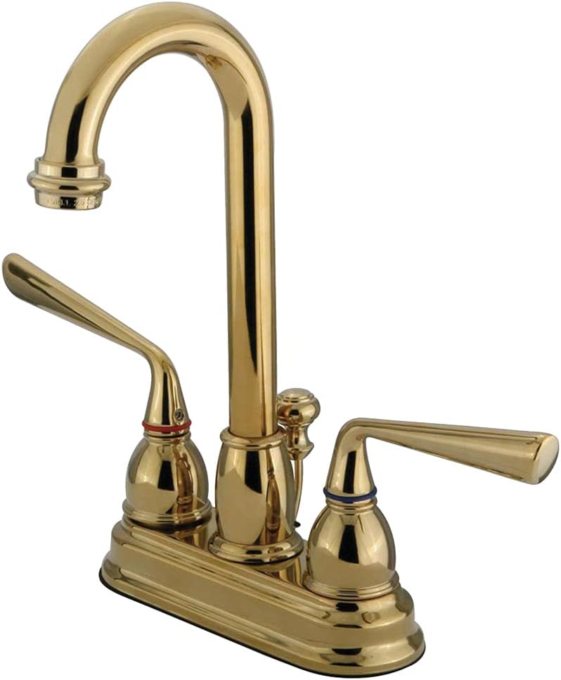 Kingston Brass KB3612ZL Silver Sage Deck Mount ADA Lavatory Faucet, Polished Brass