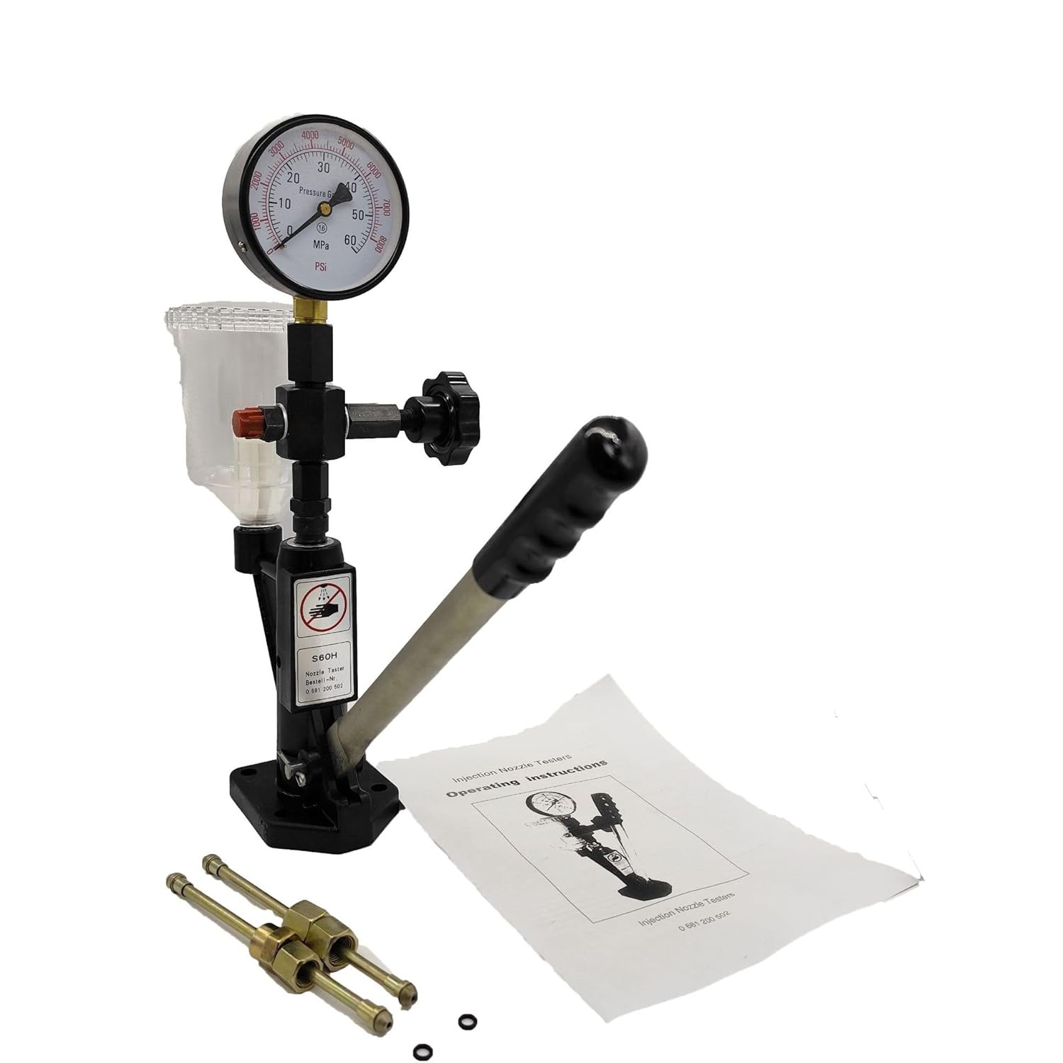 8700PSI Diesel Injector Nozzle Tester, 600Bar Diesel Injector Tester with Dual Scale Gauge for Adjusting Injector Nozzle Pressure and Testing Diesel Injector Nozzle Ejection Pressure Tester