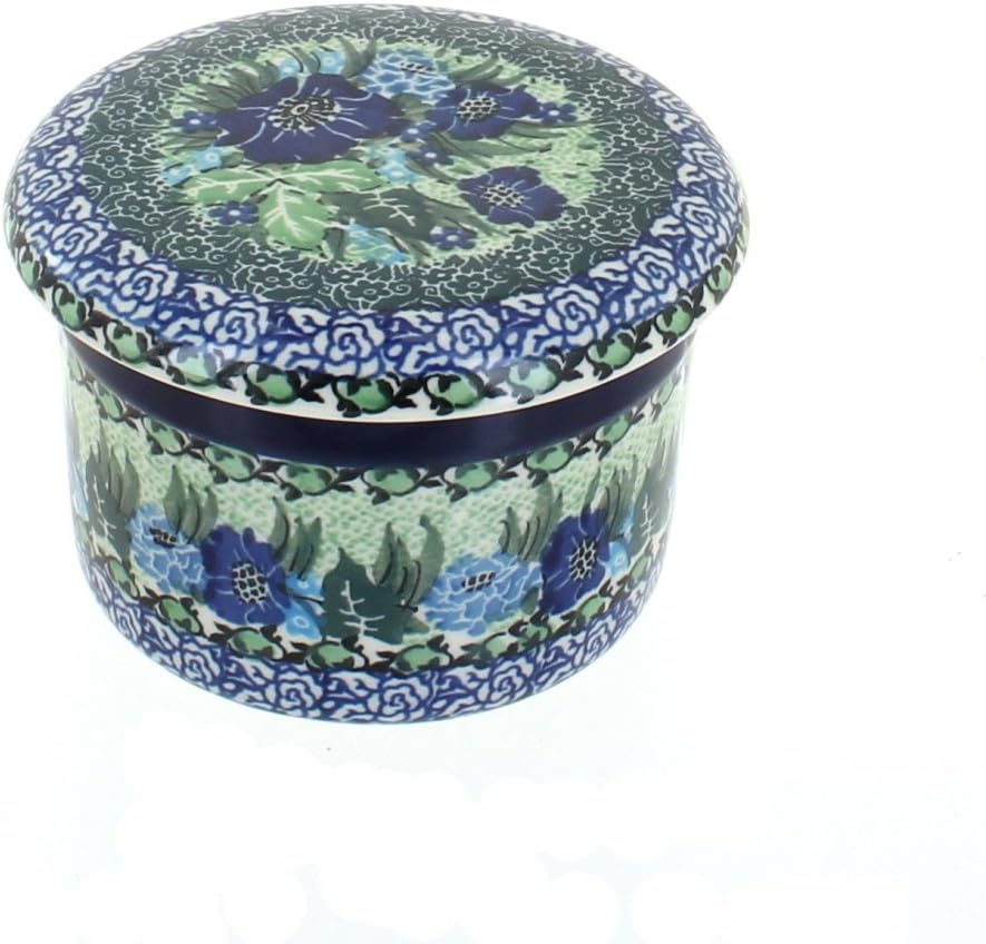 Blue Rose Polish Pottery - Blue Sapphire Fields French Butter Dish - Fits 1 Stick - Butter Dish for Countertop Organization and Storage