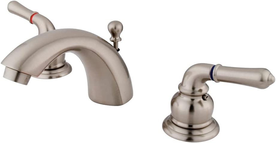 Kingston Brass KS2957 Naples Mini Widespread Lavatory Faucet, Brushed Nickel and Polished Chrome