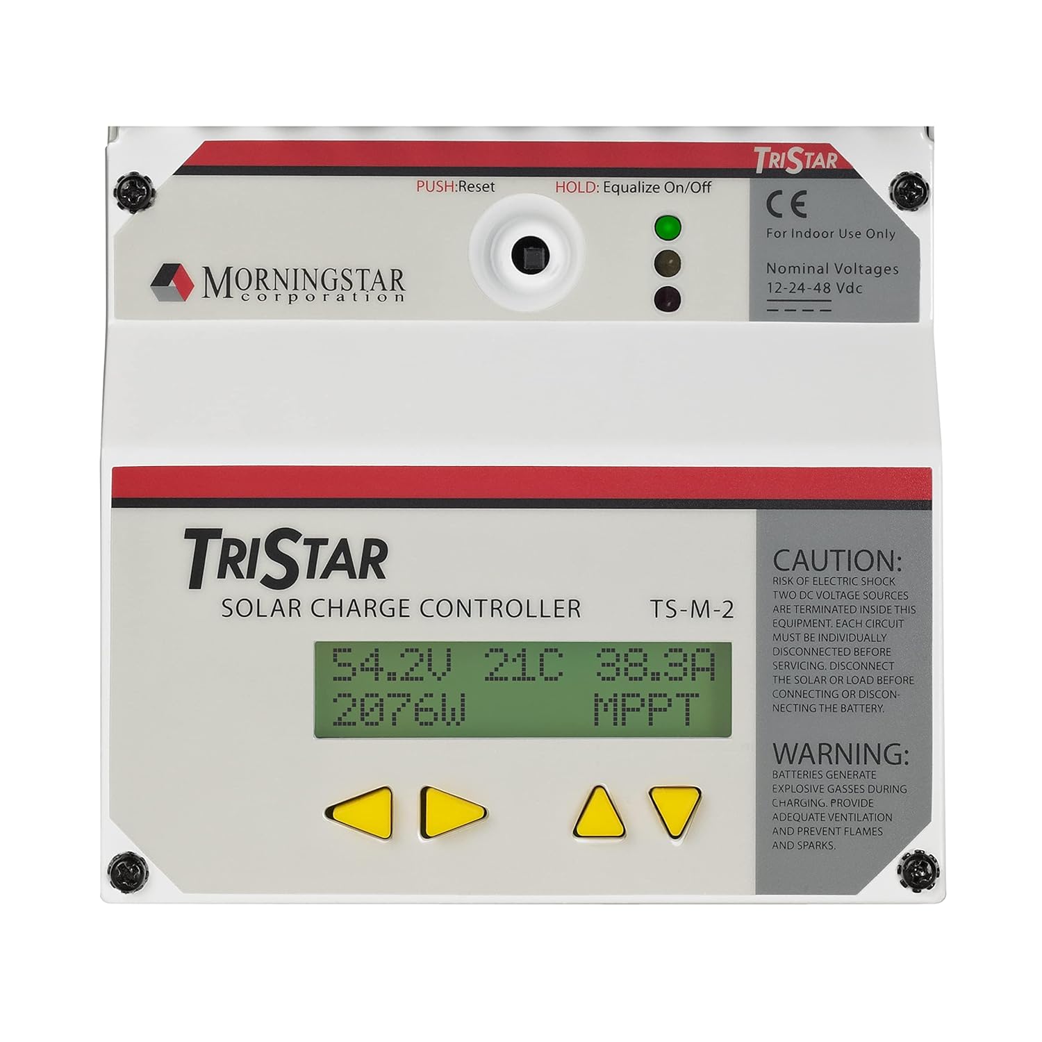 Morningstar Tristar Digital Meter-2 (TS-M-2) - for Tristar PWM and Tristar MPPT Solar Charge Controllers - Displays System Info, Logged Data, Bar Graphs, Alarms & Faults Troubleshooting - 5 Languages