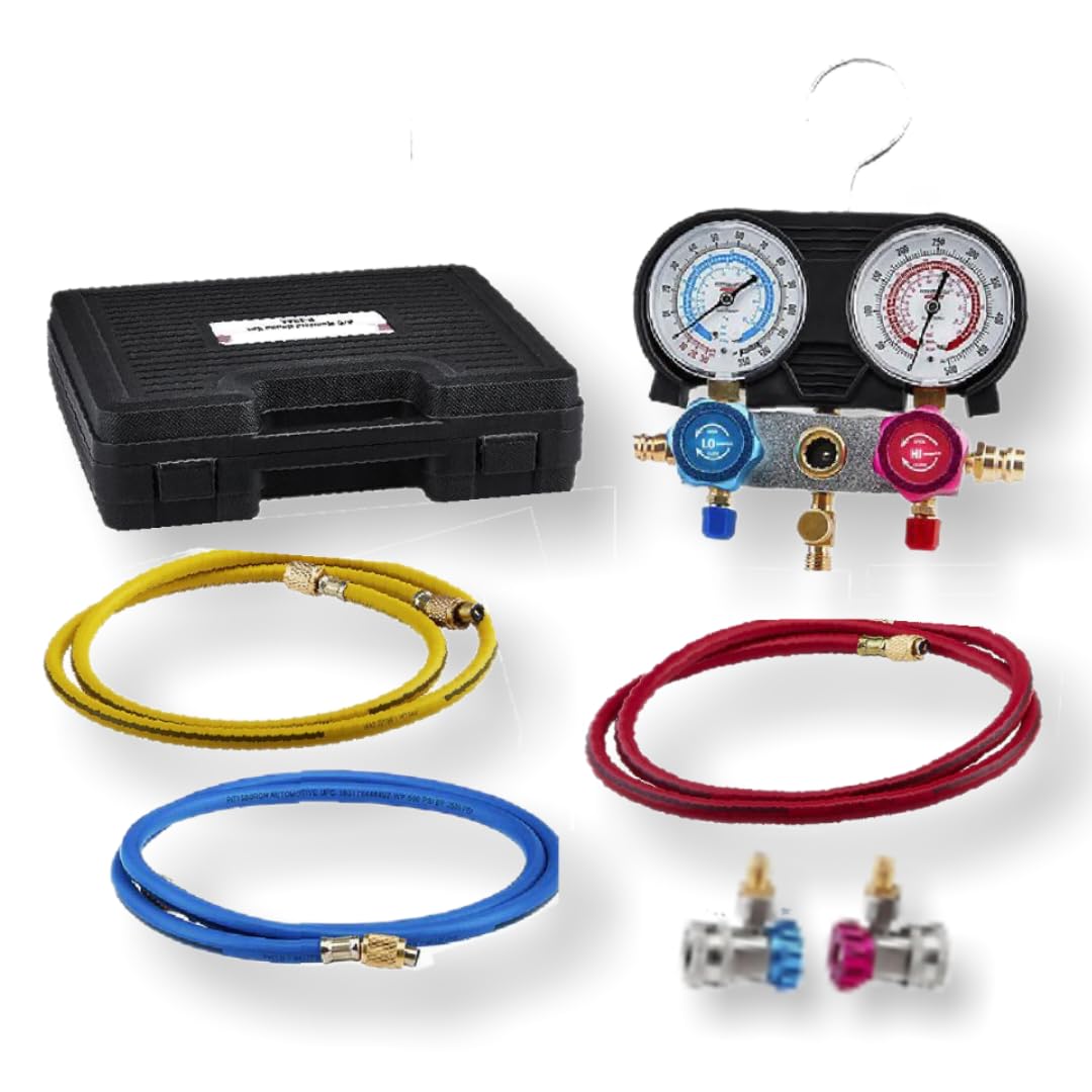 Test, diagnose, and Recharge R134A air Conditioning Systems with Fits Pittsburgh R134A A/C Manifold Gauge Set