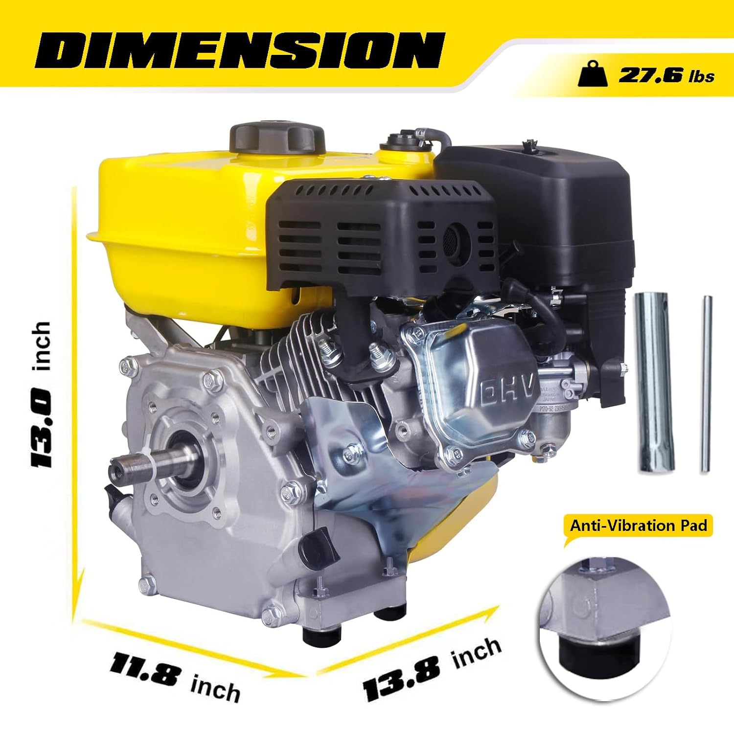 Aceup Energy Gas Engine 7HP 212cc Horizontal Shaft, 4Stroke Gas Motor, Shaft 3/4