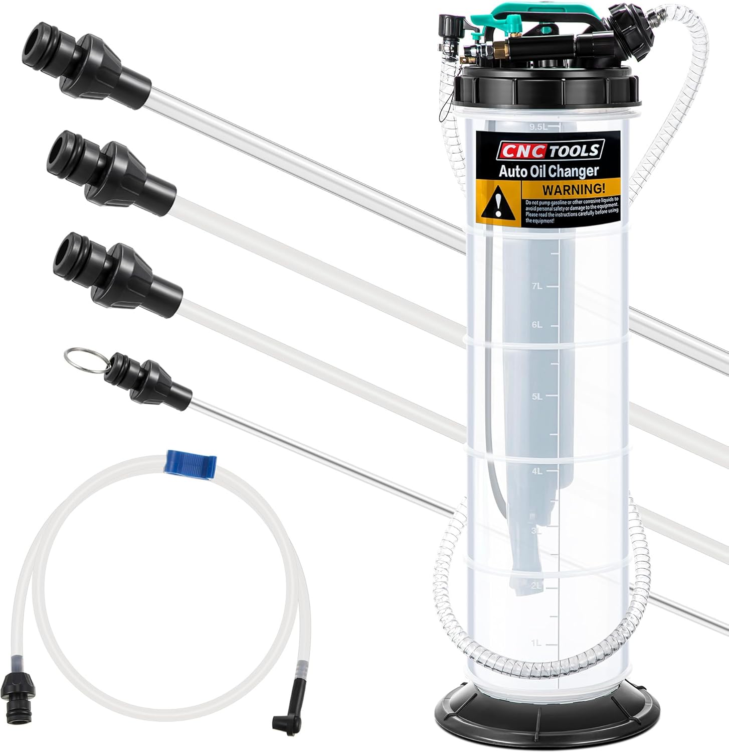 Estune 2.5 Gallon/9.5 L Manual Pneumatic Fluid Extractor, Automotive Oil Extractor Pump Oil Vacuum Changer with 5 Pcs Brake Bleeding Hose for Car, SUVs, Truck, Yachts