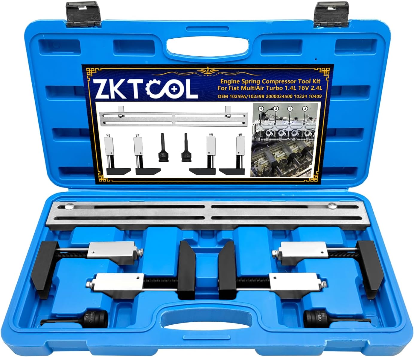 ZKTOOL 10259A 10259B Engine Actuator Spring Compressor Assembly Tool Fit for Fiat MultiAir Engine & Turbo Engine 2012-2019 1.4L 16V / Turbo / 2.4L / BF/FB/FF/PF/UF/VM.