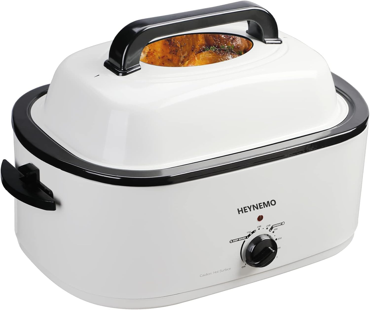Electric Roaster Oven, 22Qt Roaster Pan, Turkey Roaster Electric, Roaster Oven Buffet, Selfbasting Lid, Removable Pan, Full-Range Temperature Control Cool-Touch Handles, White