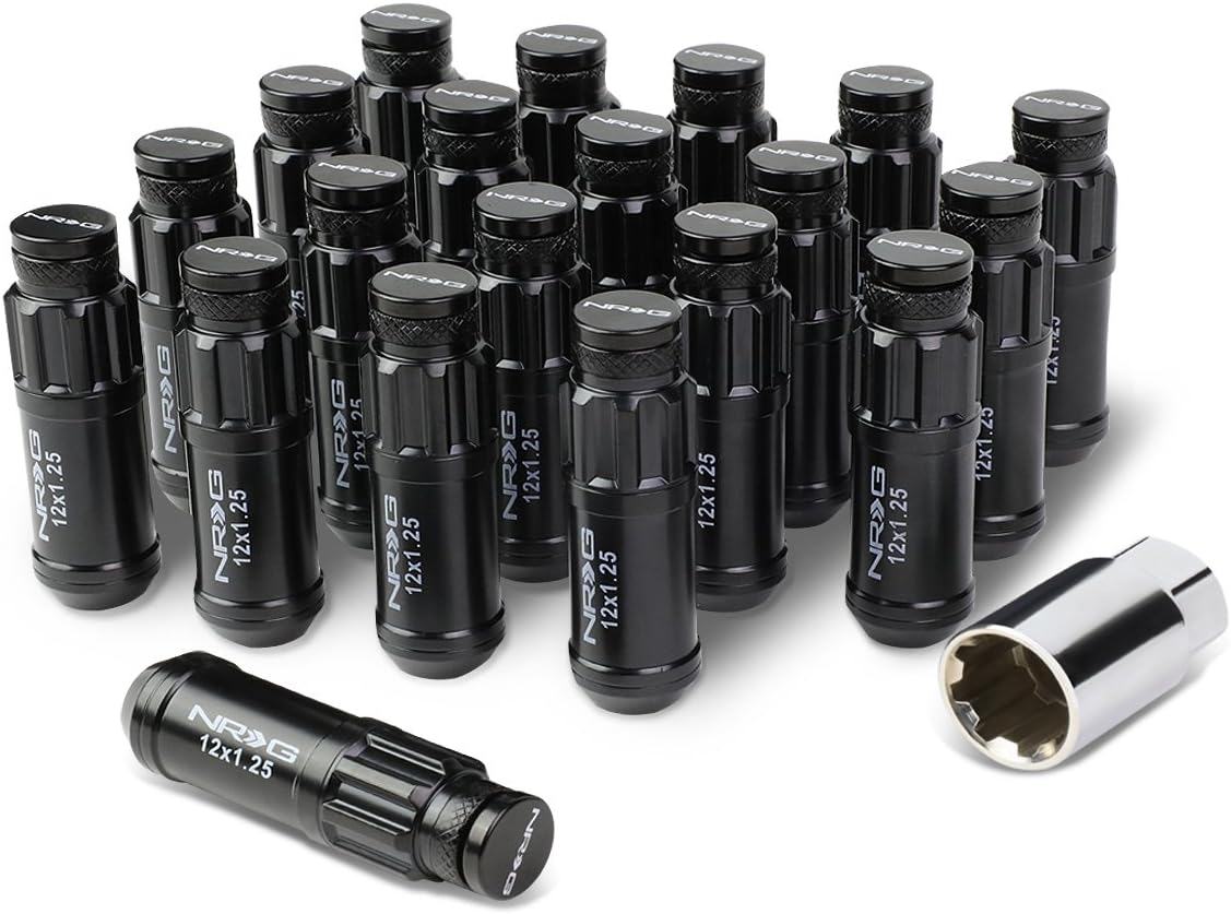 NRG Innovations LN-LS710BK-21 700 Series Steel Lug Nut with Dust Cap Cover, 21 Piece (5 Lug s)