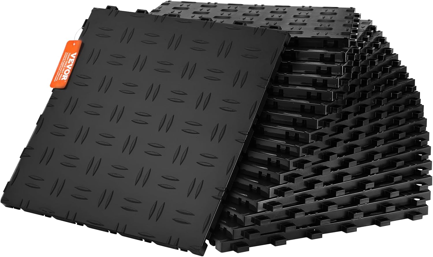 VEVOR Garage Tiles Interlocking, 12 x 12 x 0.53 inch 50 Pack Garage Floor Covering Tile, Non-Slip Double-Sided Texture Garage Flooring Tiles, for Garages, Basements, Repair Shops, Graphite Gray