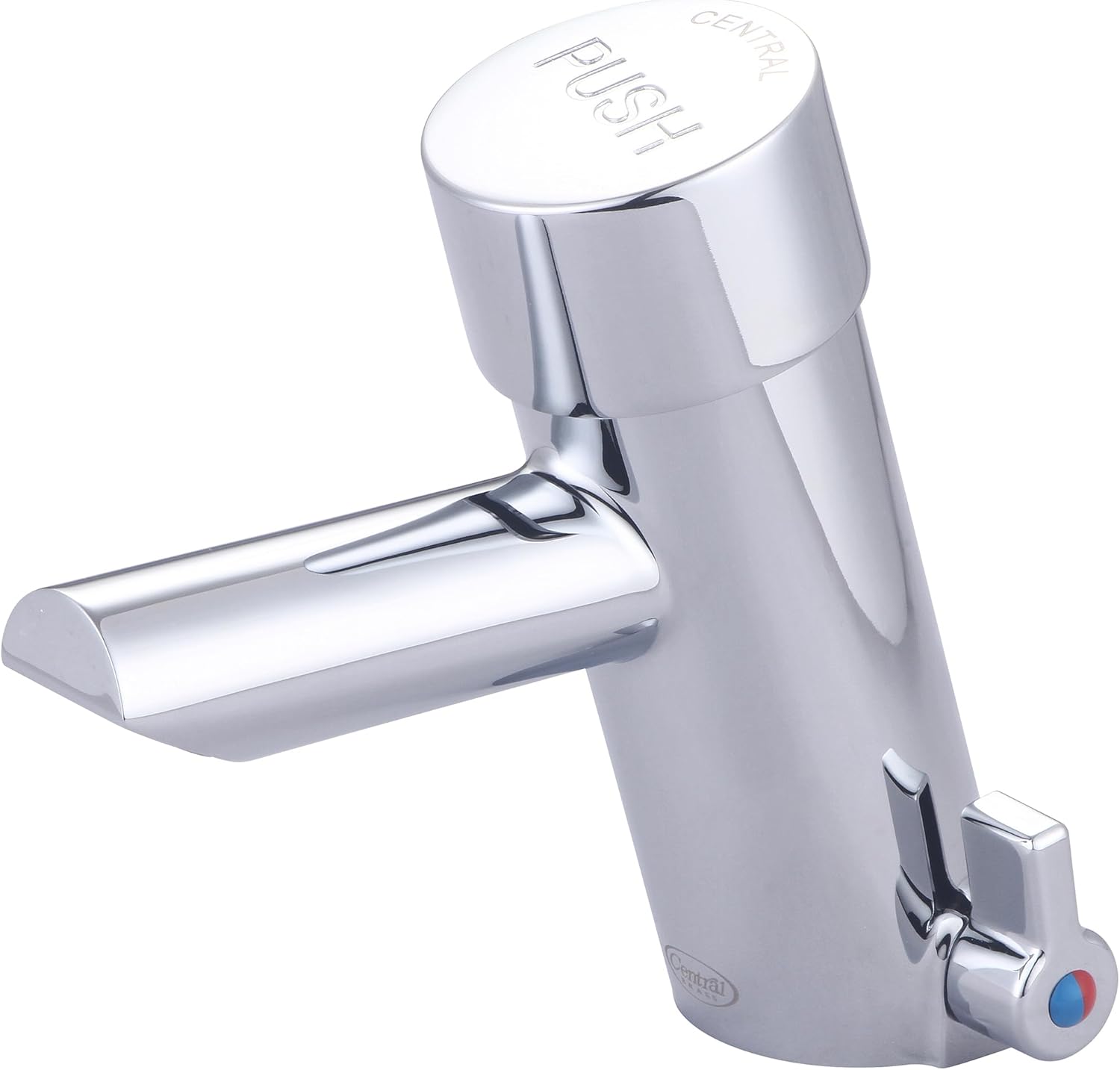 Central Brass 0358-BN Slow-Close Single Handle Basin Metering Faucet w/Optional Deckplate in PVD Brushed Nickel