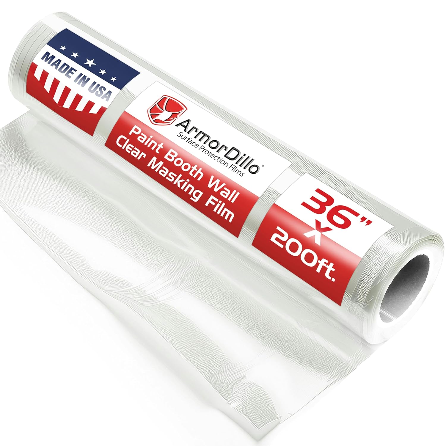 ArmorDillo Clear Full 3mil Self- Adhesive Paint Booth Protective Film Wall Masking Film Self-Adhesive, Easy-Start, 36