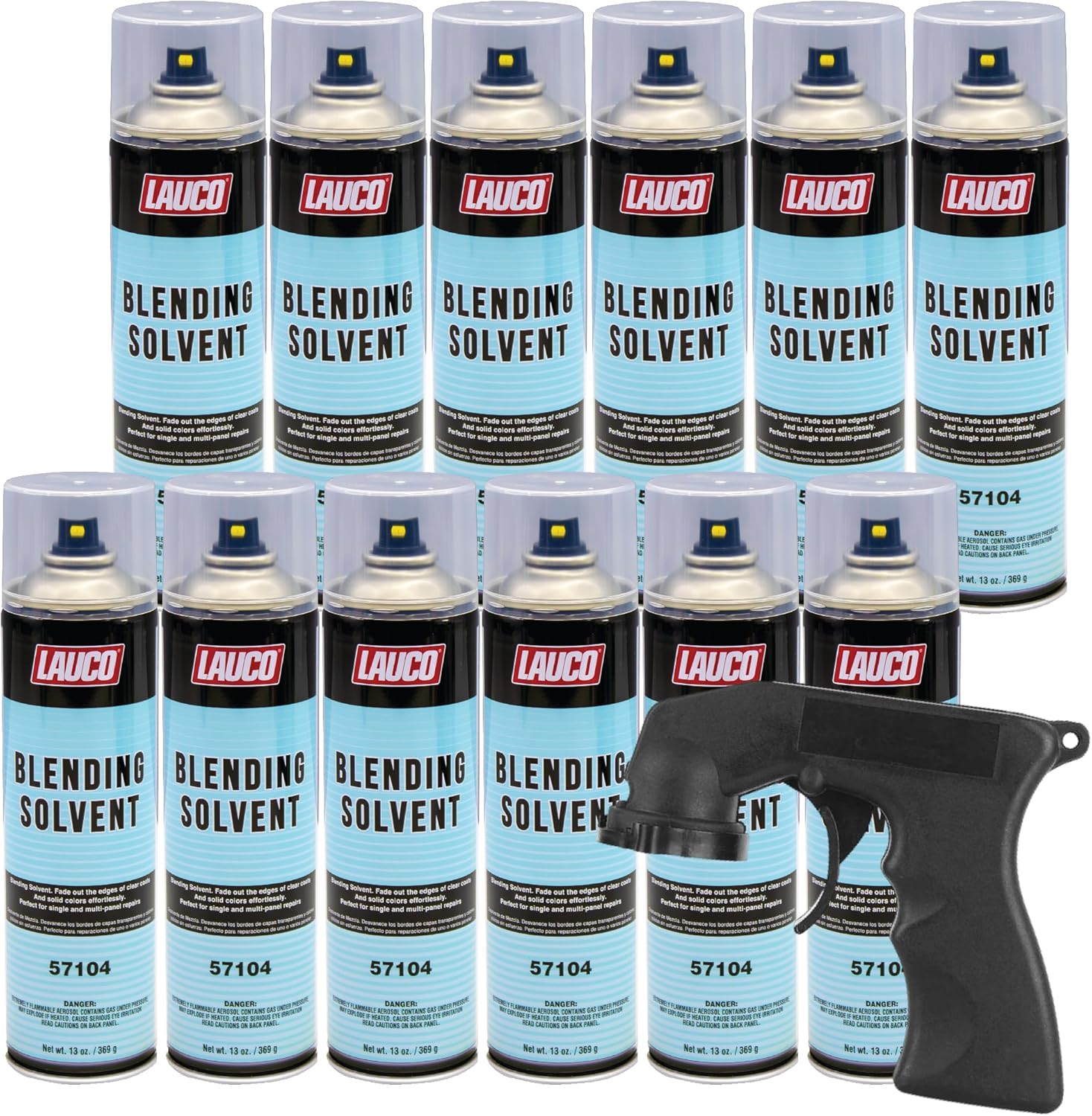 LAUCO Blending Solvent 13 Oz Aerosol Spray Can with Aerosol Spray Gun - Pack of 12 - Perfect for Single and Multi-Panel Repair