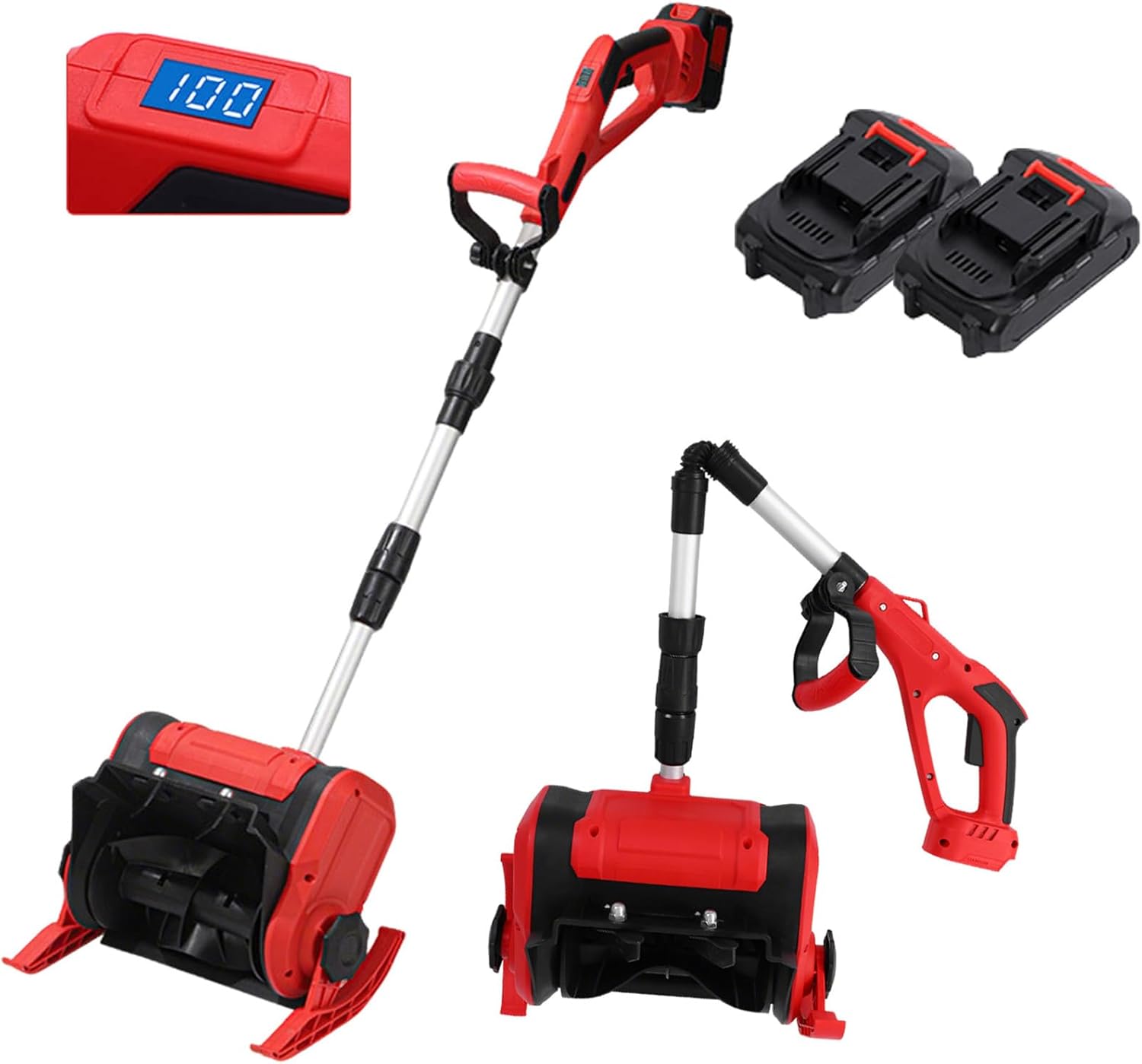 Cordless Snow Shovel, 21V | 12-Inch | 4-Ah Cordless Snow Blower, Foldable Electric Battery Powered Snow Removal Machine, 20ft Throwing Distance, Plows 300lbs/min (2 Battery & Quick Charger Included)