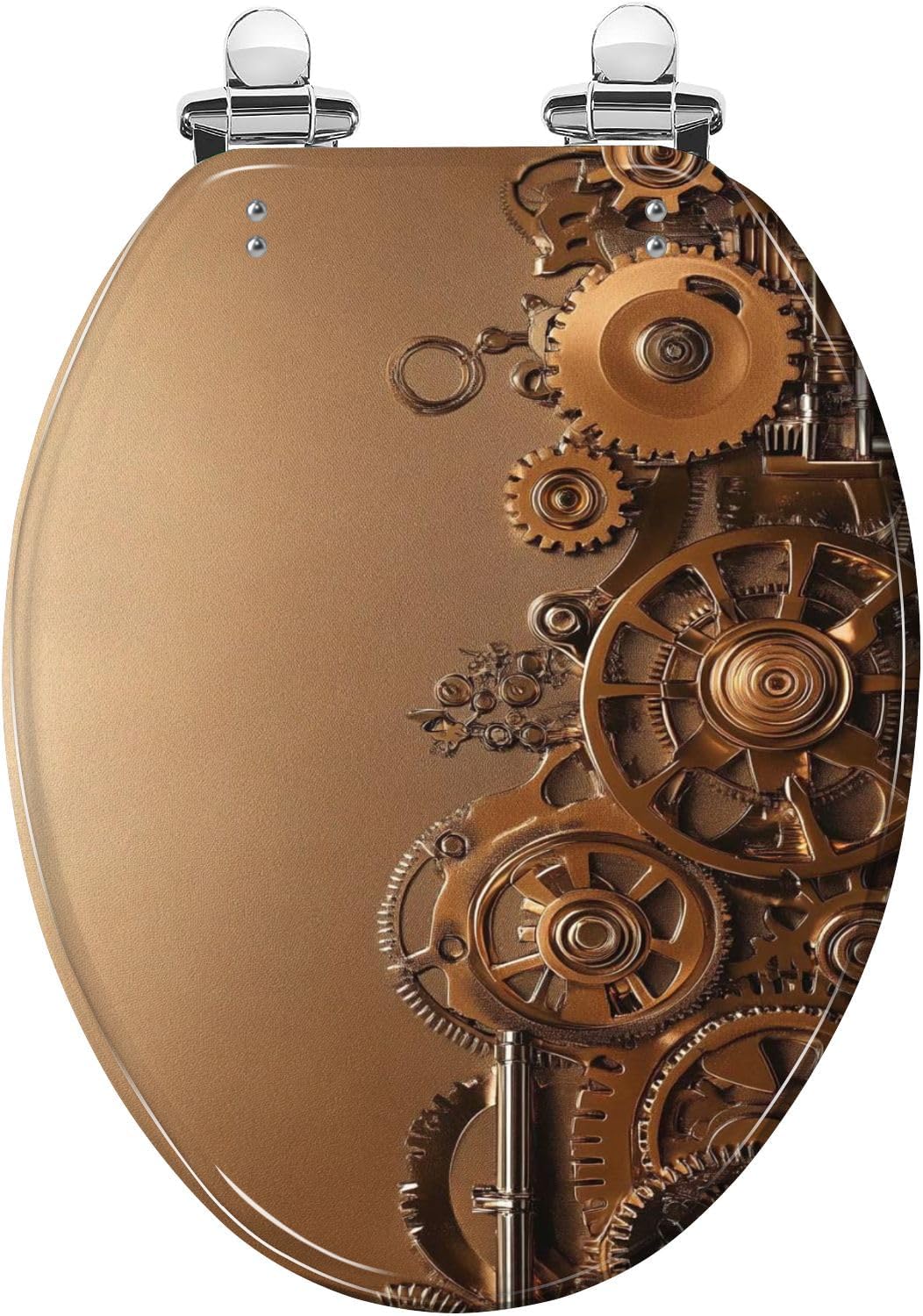 Elongated Toilet Seat Copper gears Resin Toilet Seat Slow Quiet Close Lid with Quick-Release Hinges Cover Bumpers Easy to Clean Install