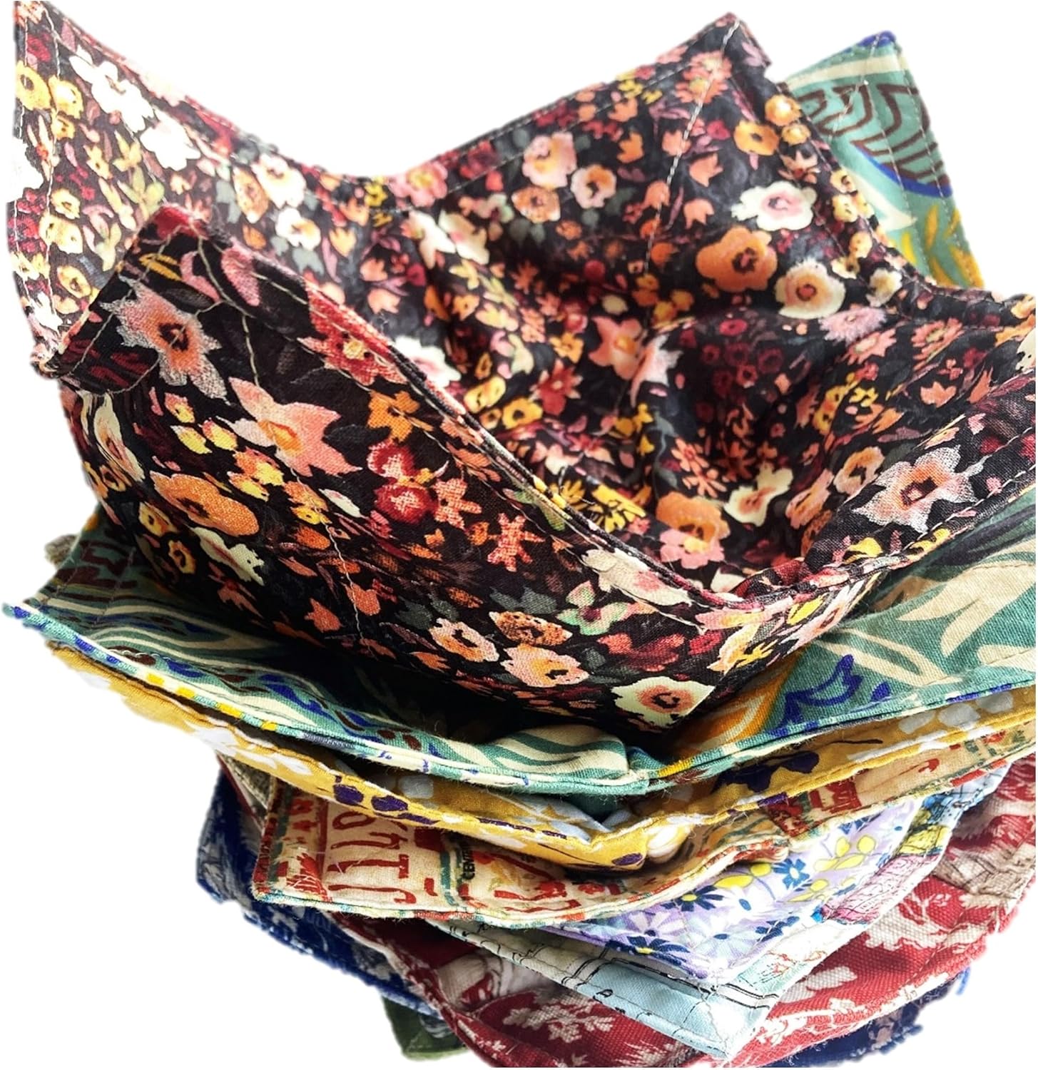 Your Custom Set of Bowl Cozies - Choose Your Cotton Prints - aka Microwave Hot Pads aka Bowl Oven Mitts - 8.5 inches for up to 8 inch bowls - Home Made in Texas USA (Set of 12)