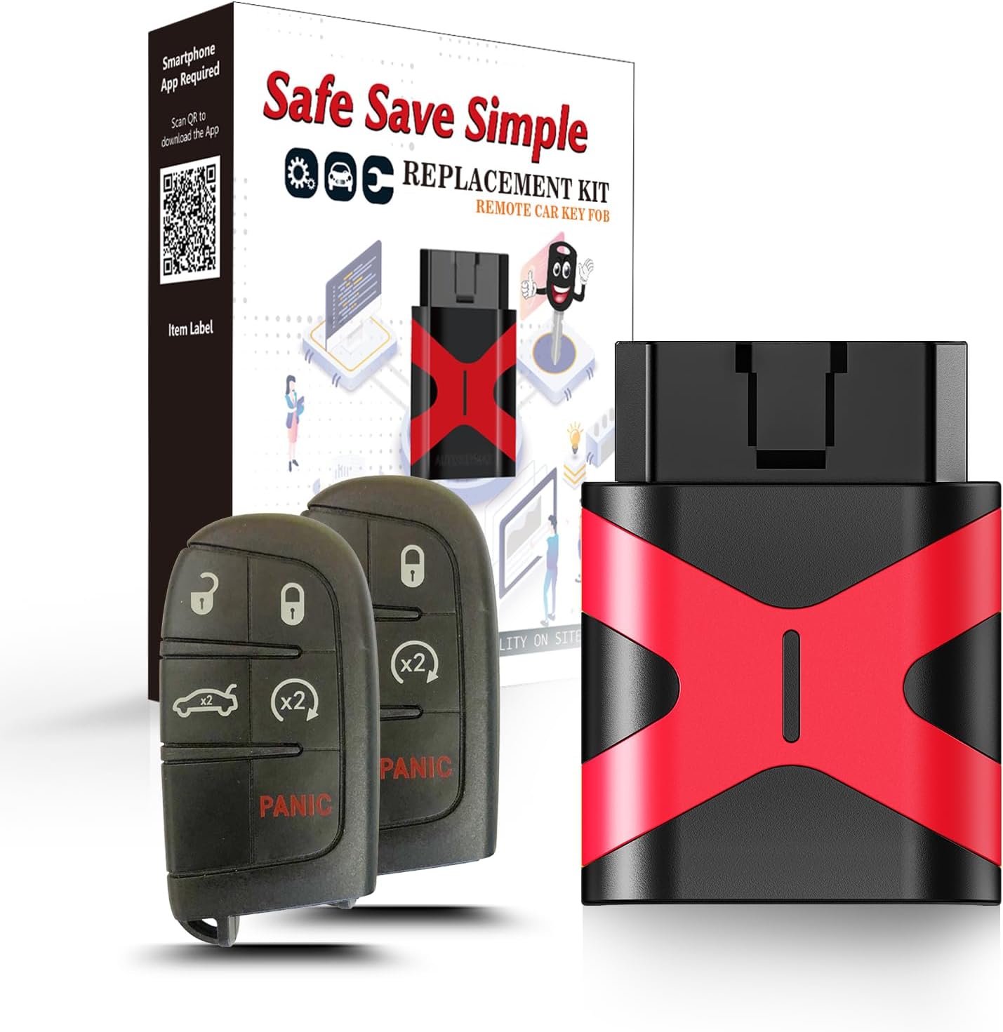 2 Programmable Key fob Scanner Tool, Easy DIY Programmer Kit Replacement for Smart Keyless Entry Remote Dodge Dart Charger Challenger M3N-40821302