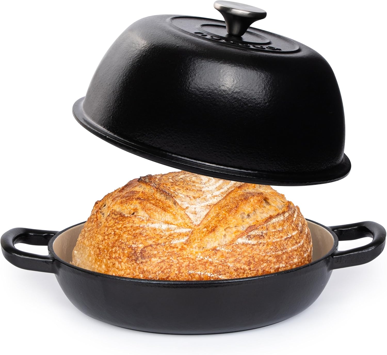 Enamelled Cast Iron Dutch Oven Pot – Dutch Oven For Sourdough Bread Baking – Cast Iron Bread Pot – Orange, 6 Quarts, 26cm – by Nuovva