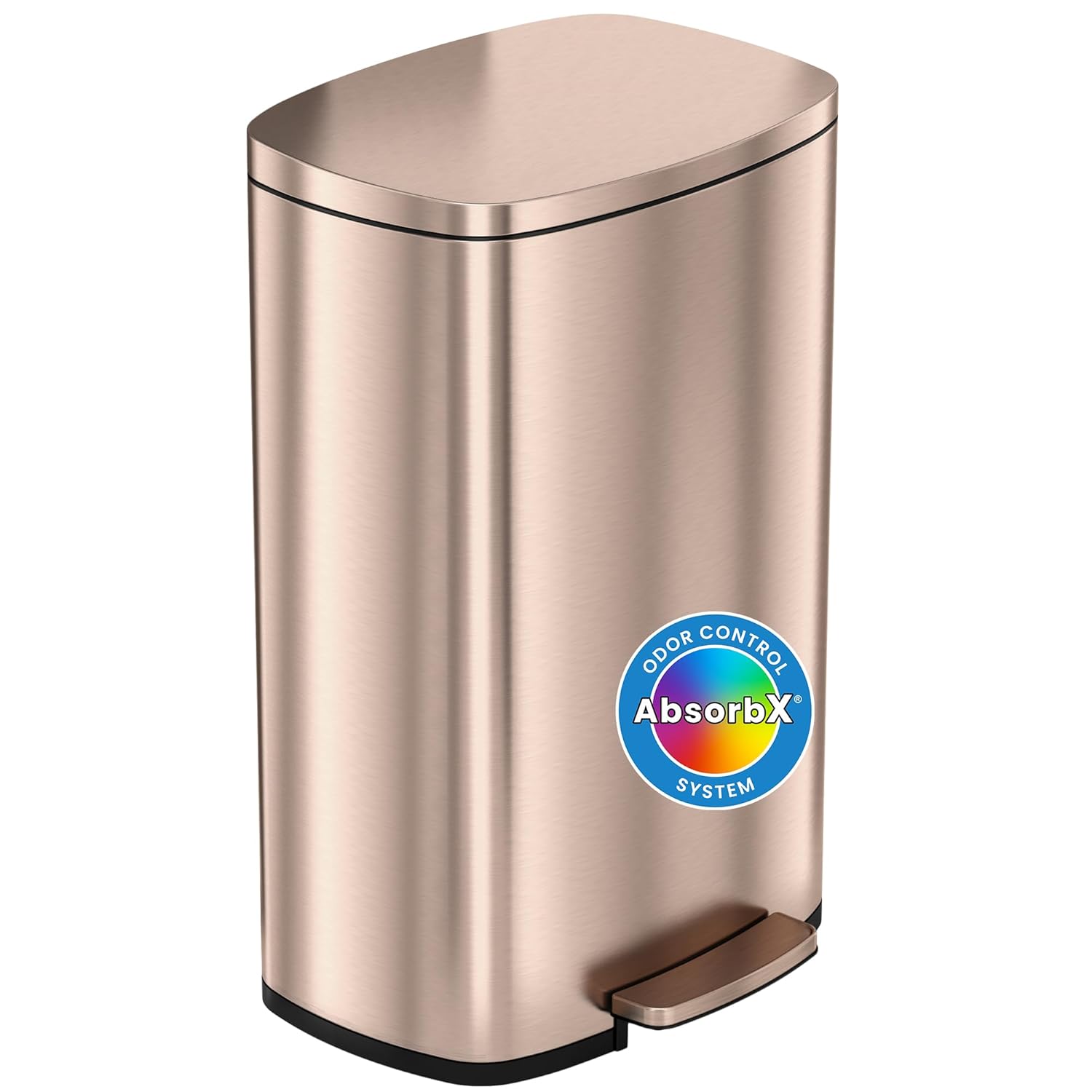 iTouchless 50 Liter Fingerprint Proof Pedal Garbage Bin, Space-Saving Design for Kitchen, Office, Home SoftStep 13.2 Gallon Step Trash Can with Odor Control System, Brushed Stainless Steel Semi-Round