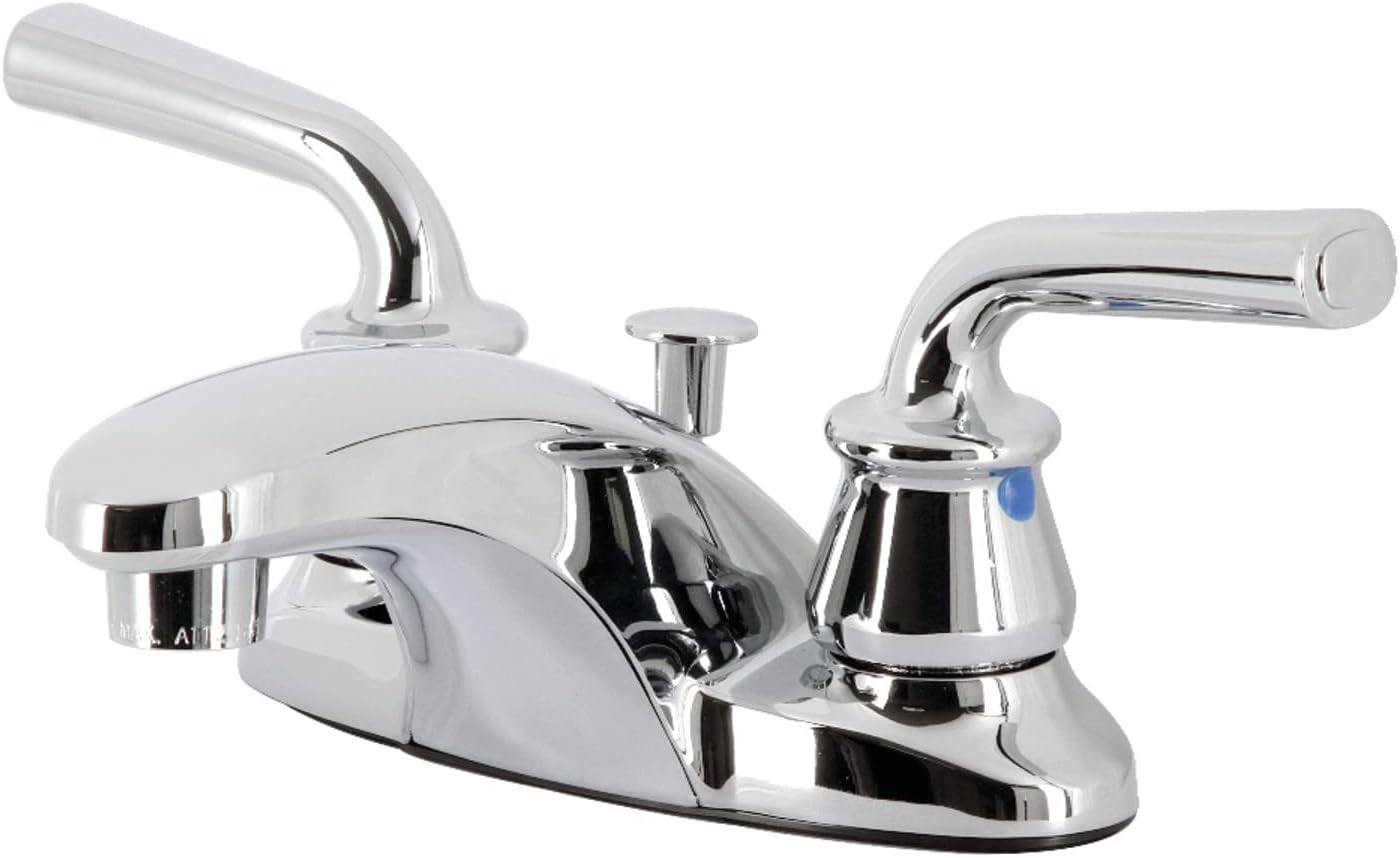 Kingston Brass FB621RXL Restoration 4-Inch Centerset Bathroom Faucet with Pop-Up Drain, Polished Chrome, 4-3/8