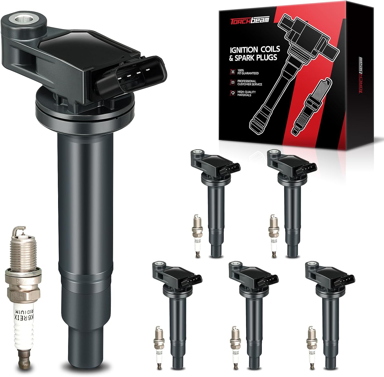 Torchbeam Ignition Kit 6*UF267+NGK6*3764 Compatible with Sienna, Highlander, Avalon, RX300, RX330, ES300, ES330, Camry, Solara, RX400h