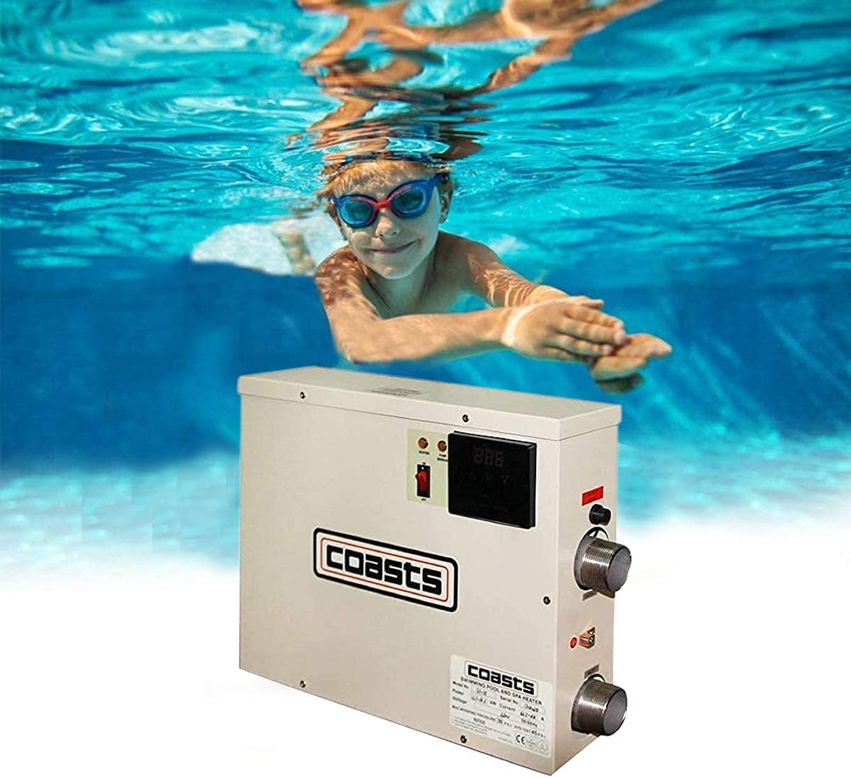 65000Btu/Hr 240V Up to 10000 Gallons Mini Swimming Pool Heater Thermostat for Swimming Pools, SPA Pools,Bathtubs,In-Ground Pools and Spas Above Ground Outdoors Pool,Need 75A GFCI