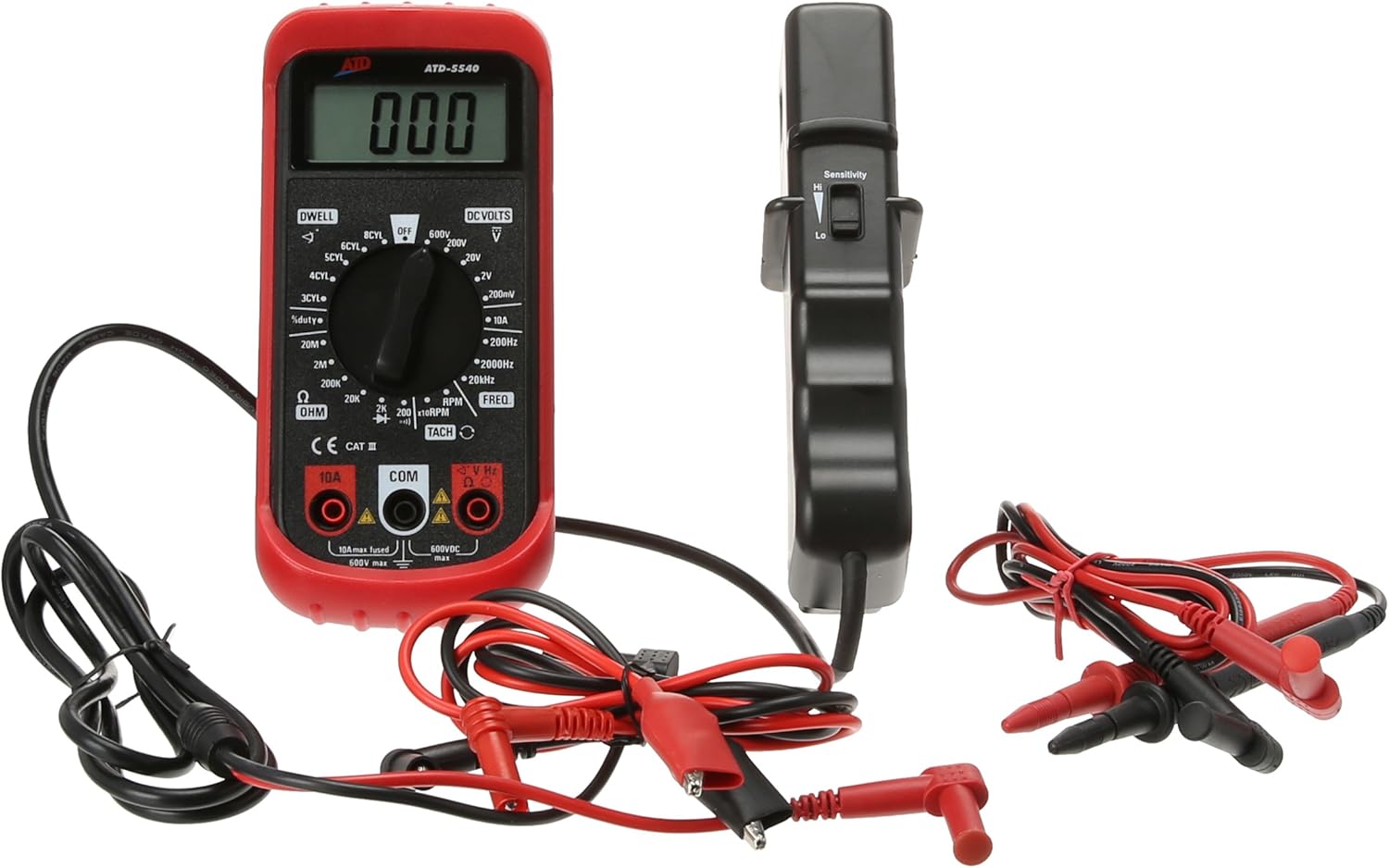 Advanced Tool Design Model ATD-5540 Multi-Function Automotive Tester with Inductive RPM Pick-Up and Two Sets of Test Leads