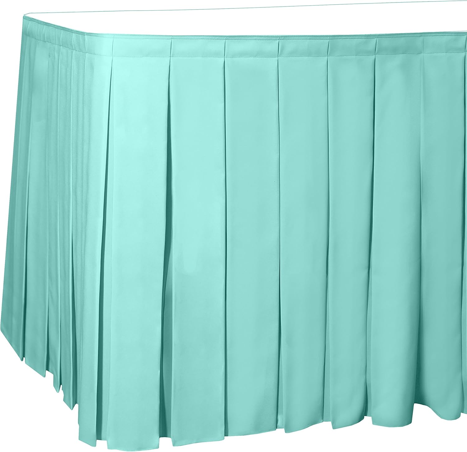 Ultimate Textile Pleat Polyester Fabric Table Skirt - Machine Washable Flame Resistant with Clips for Events, Weddings & Trade Shows, Cut & Sewn in Paterson, NJ - White, 14' Box Pleat