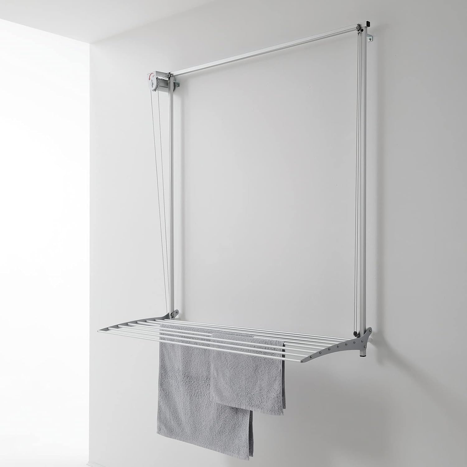 foxydry Wall Mounted Clothes Drying Rack, Pulley Clothes Airer Wall, Vertical Drop Down Laundry Drying Rack (152 cm / 59.84 in, White (Limited Edition))
