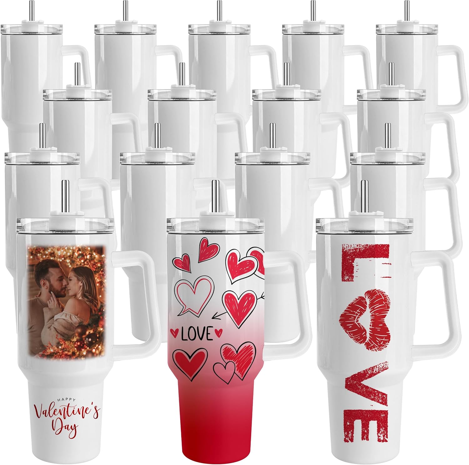 Joyclub 8 Pack 40 OZ Sublimation Tumblers with Handle Blank Insulated Large Tumbler Bulk, Coffee Travel Cups Stainless Steel Travel Mug for Diy Craft Heat Press Print