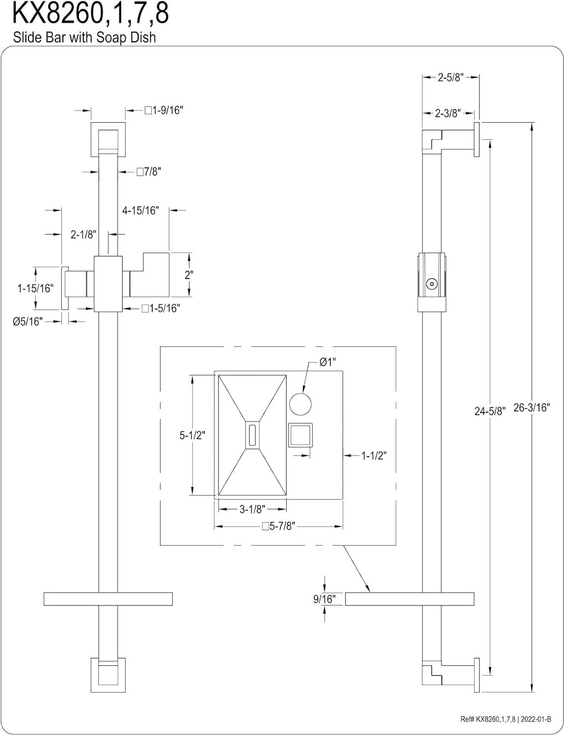 Kingston Brass KX8267 Claremont Shower Slide Bar, Brushed Brass