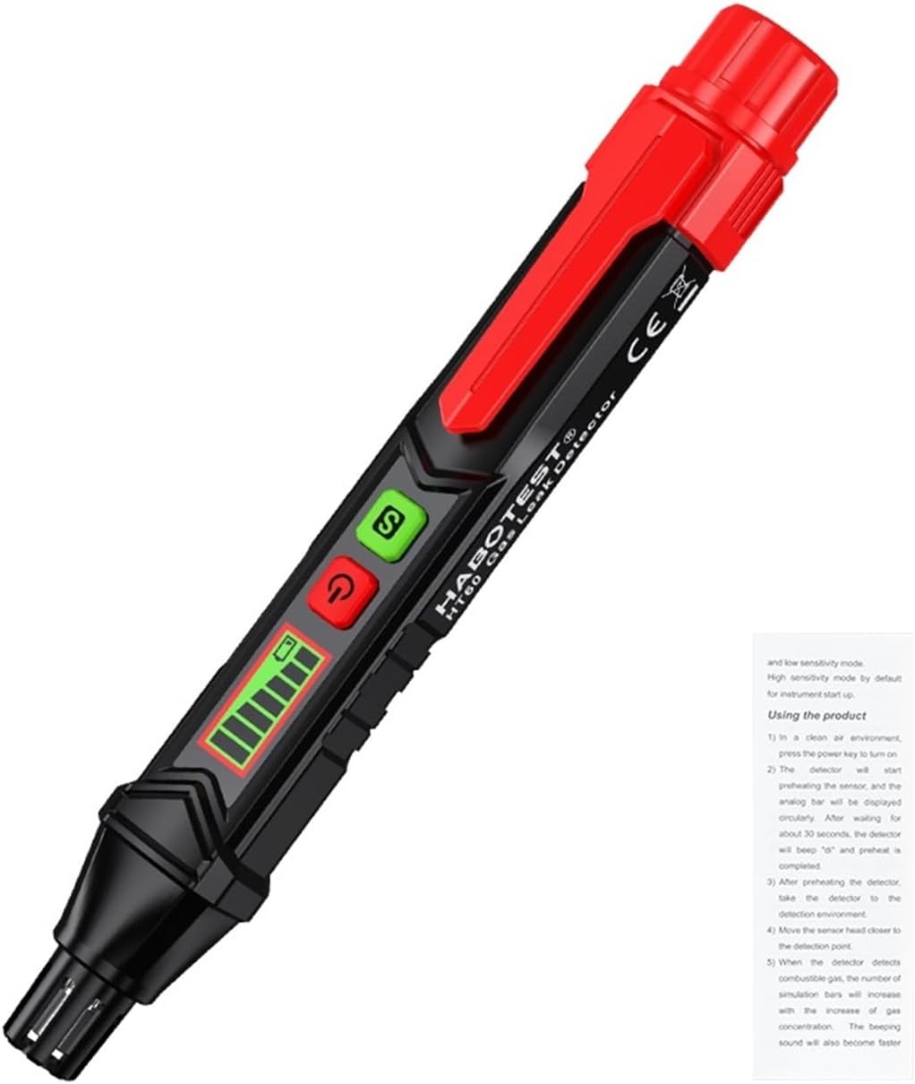 Gas Leak Detector Combustible Gas Detector HT59 HT60 HT61 0-1000PPM Sound & Screen Alarm Mini Gas Detector for Natural Methane(HT60)