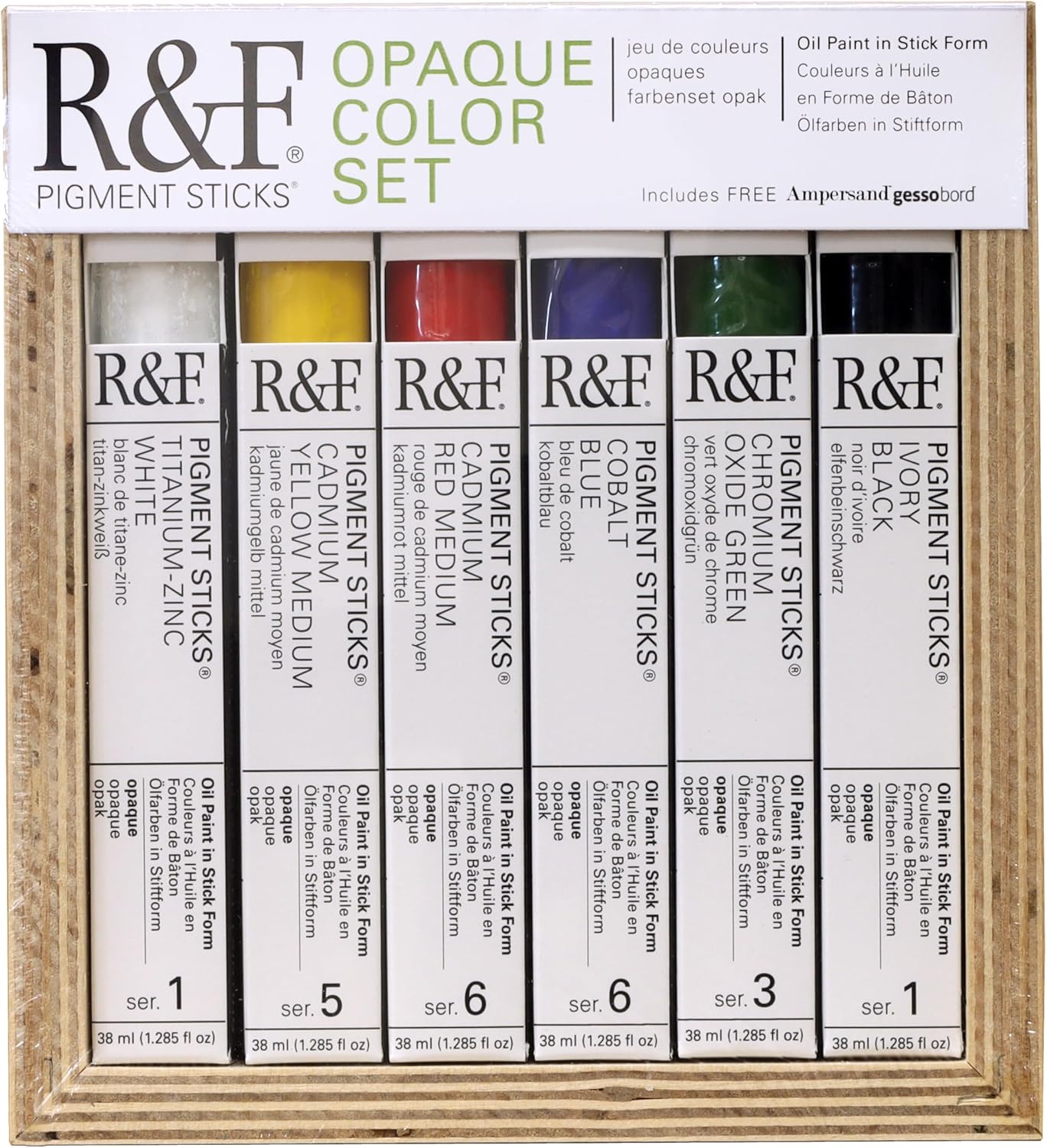 R&F Handmade Paints - Professional Oil Pigment Sticks, Opaque Set of 6