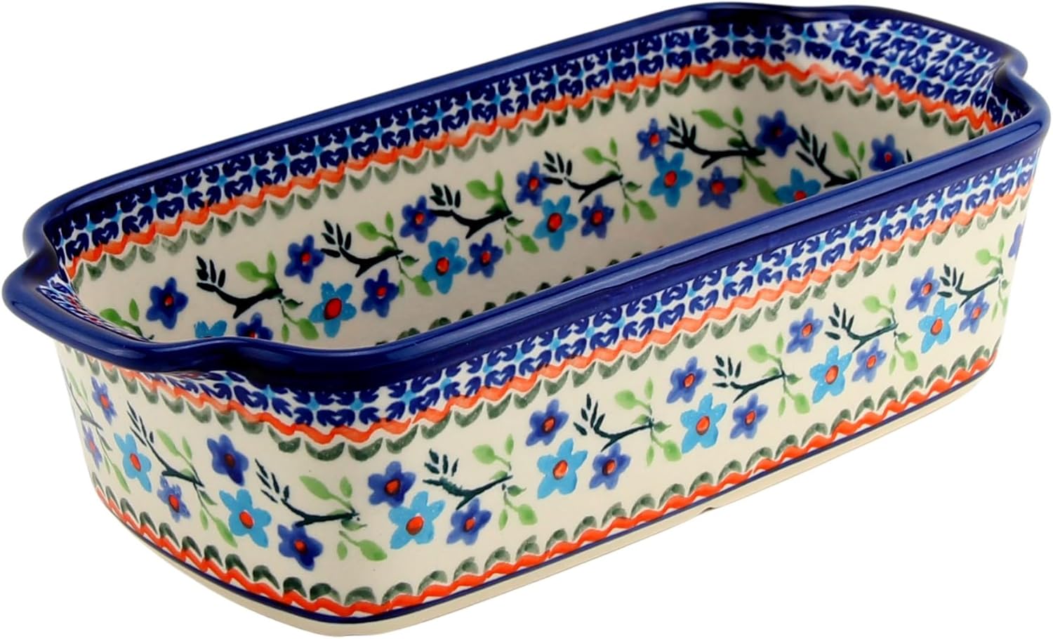 Polish Pottery Market Non-Stick Loaf Baker by Zaklady Boleslawiec - Handcrafted Polish Stoneware - 1.25 Quarts - Oven Safe - Easy to Clean