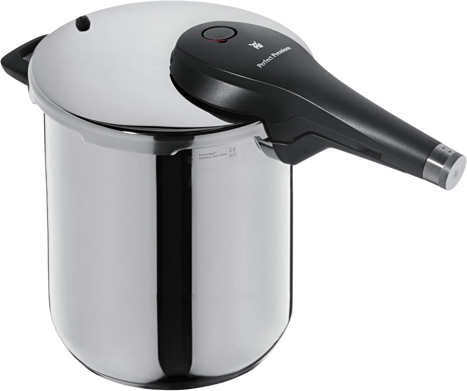 WMF Perfect Pressure Cooker 8.5 L Premium Polished Stainless Steel 2 Cooking Levels All-in-One Rotary Knob, Dishwasher Safe, Diameter 22 cm Suitable for Induction, Stainless Steel, Silver