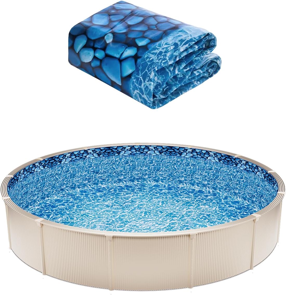 VEVOR 24-ft Round Above Ground Pool Liner, Overlap Pool Liners, Standard Gauge Vinyl, 48-to-54inch Wall Height, Designed for Steel Sided Above-Ground Swimming Pools