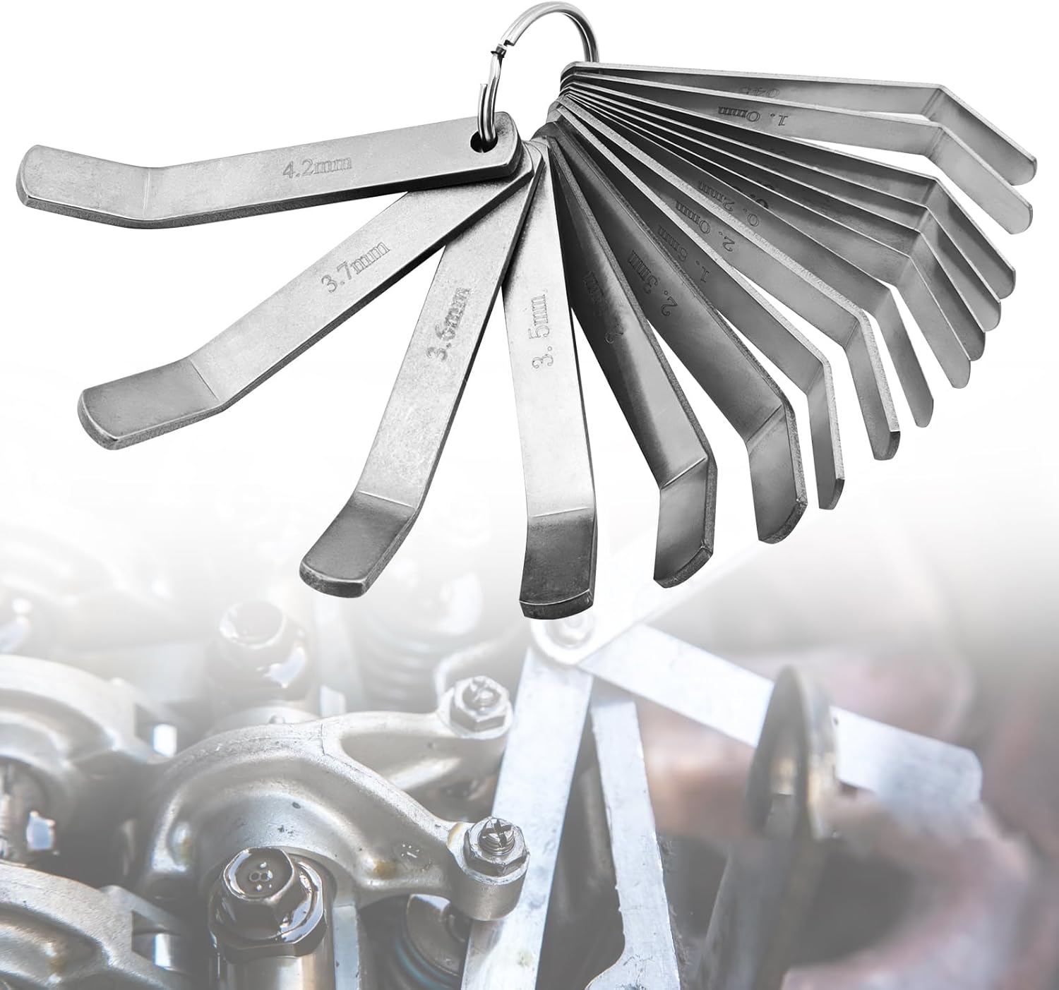 Feeler Gauge Tools Set 88880053 88880052 85111377 Compatible with Volvo D12 D13 D16 Engines Intake and Exhaust Valve Adjustment Kit Compatible with Mack MP7 MP8 MP10, 0.2mm - 4.2mm Feeler Gauges Kit