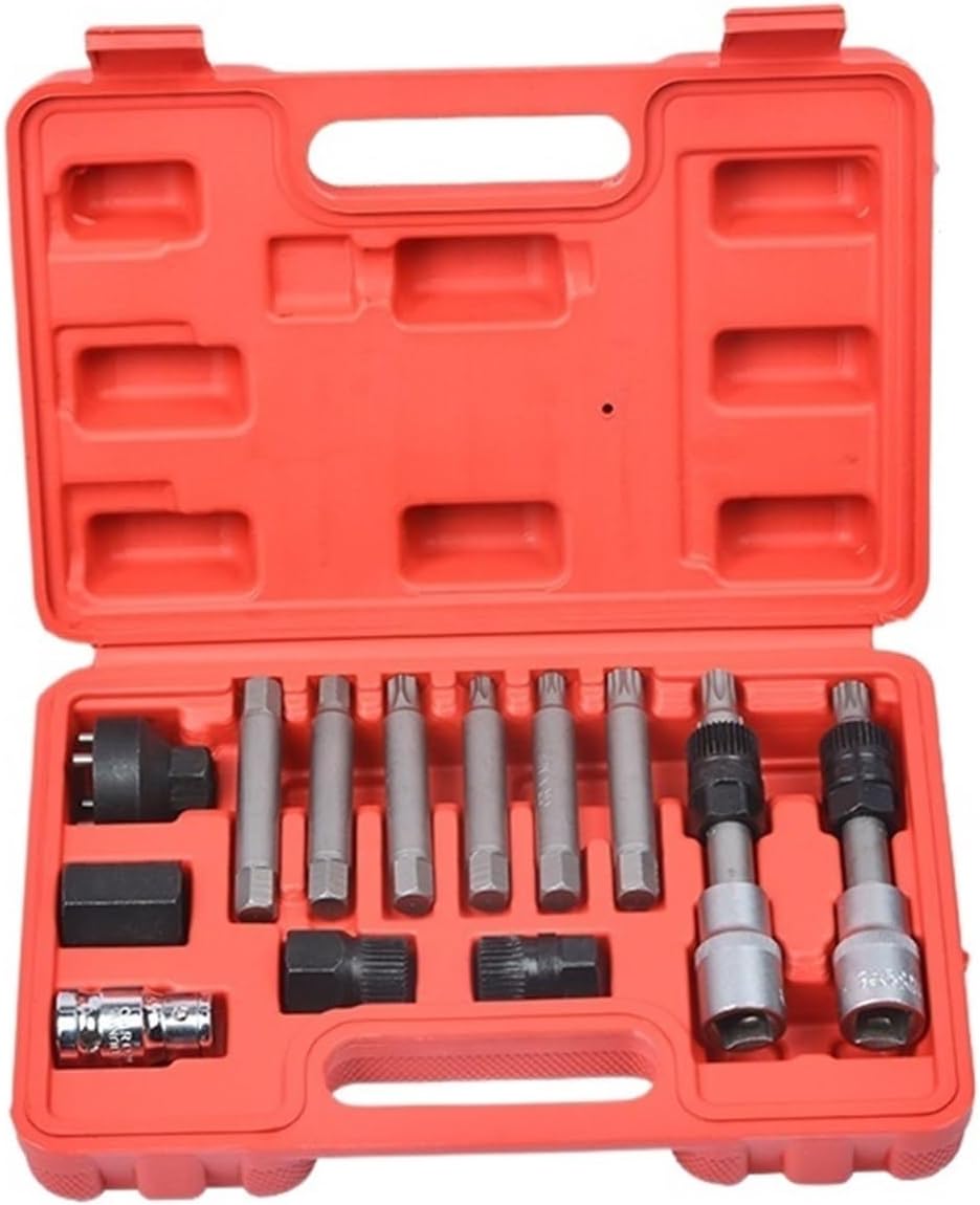13Pcs Alternator Freewheel Pulley Removal Engine Auto Tool Set Compatible with Mercedes Benz BMW SK1085