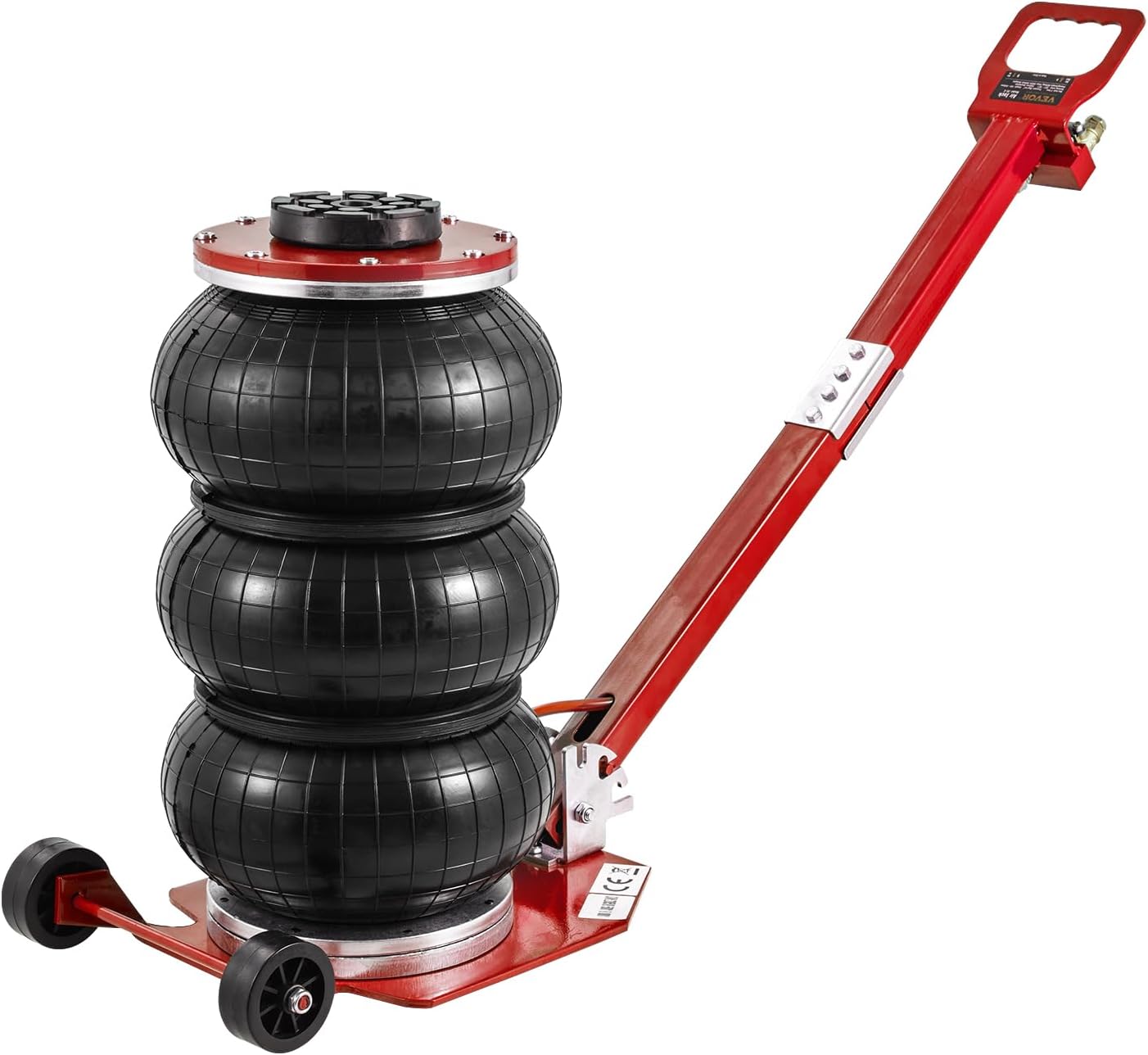 VEVOR Air Jack, 3 Ton/6600 lbs Triple Bag Air Jack, Airbag Jack with Six Steel Pipes, Lift up to 17.7 inch/450 mm, 3-5 s Fast Lifting Pneumatic Jack, with Long Handles for Cars, Garages, Repair, (Red)