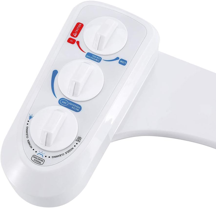 Bidet Attachment, Hot Cold Fresh Water Spray Self- Dual Nozzle Non-electric Mechanical Bidet Toilet Seat Attachment - Adjustable Water Pressure Temperature White